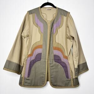 Vintage G Girvin Jacket Wearable Art Reversible Applique Boho Cotton Large